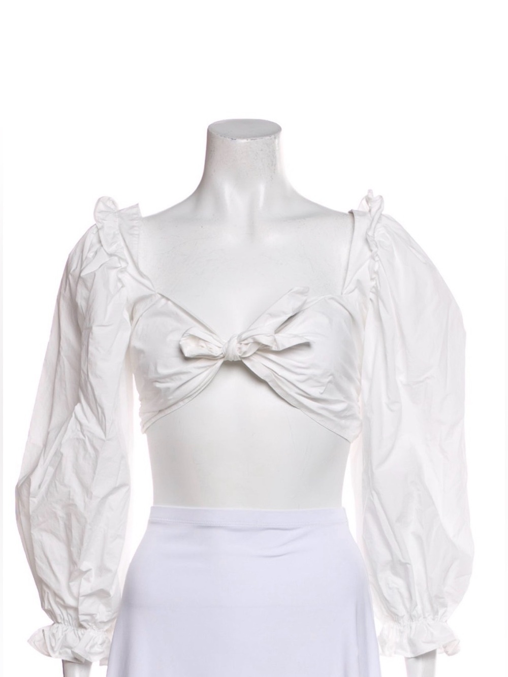 Allína Liu  Puff-Sleeve Three-Quarter Crop Top